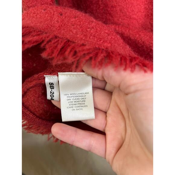 1990s Susan Bristol Wool Tassel Burnt Orange Lagenlook Granola Fringe Cardigan L - Picture 3 of 6